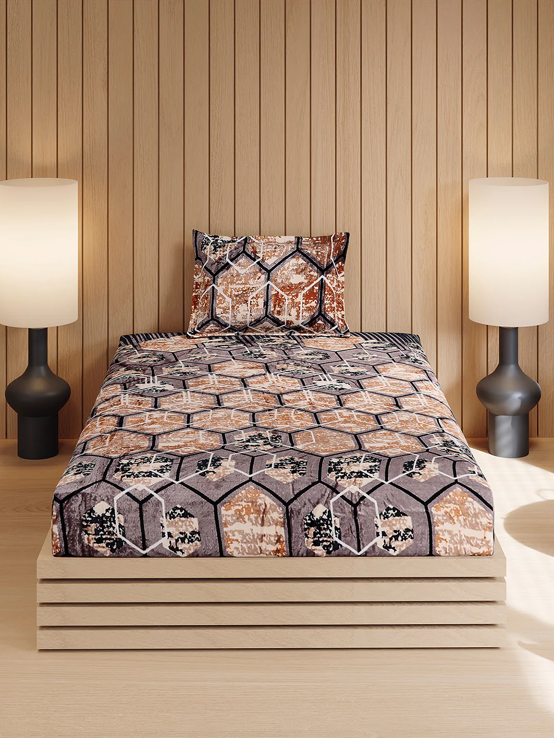 353 GSM 100% Polyester Single Bed 1 Bedsheet with 1 Pillow Cover (Ira) - Image 2