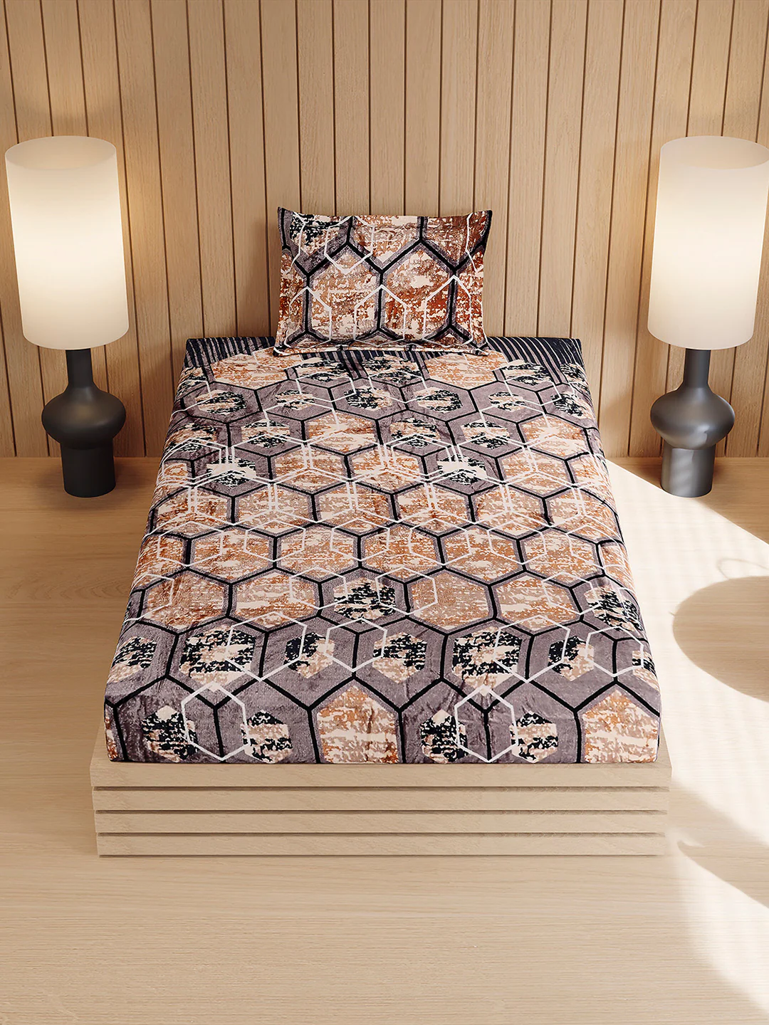 353 GSM 100% Polyester Single Bed 1 Bedsheet with 1 Pillow Cover (Ira) - Image 3
