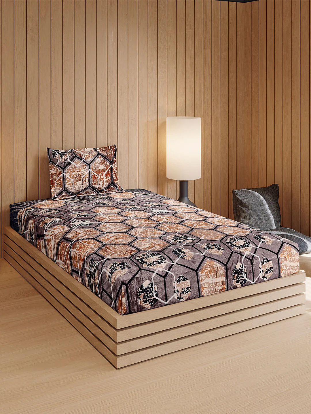 353 GSM 100% Polyester Single Bed 1 Bedsheet with 1 Pillow Cover (Ira) - Image 4
