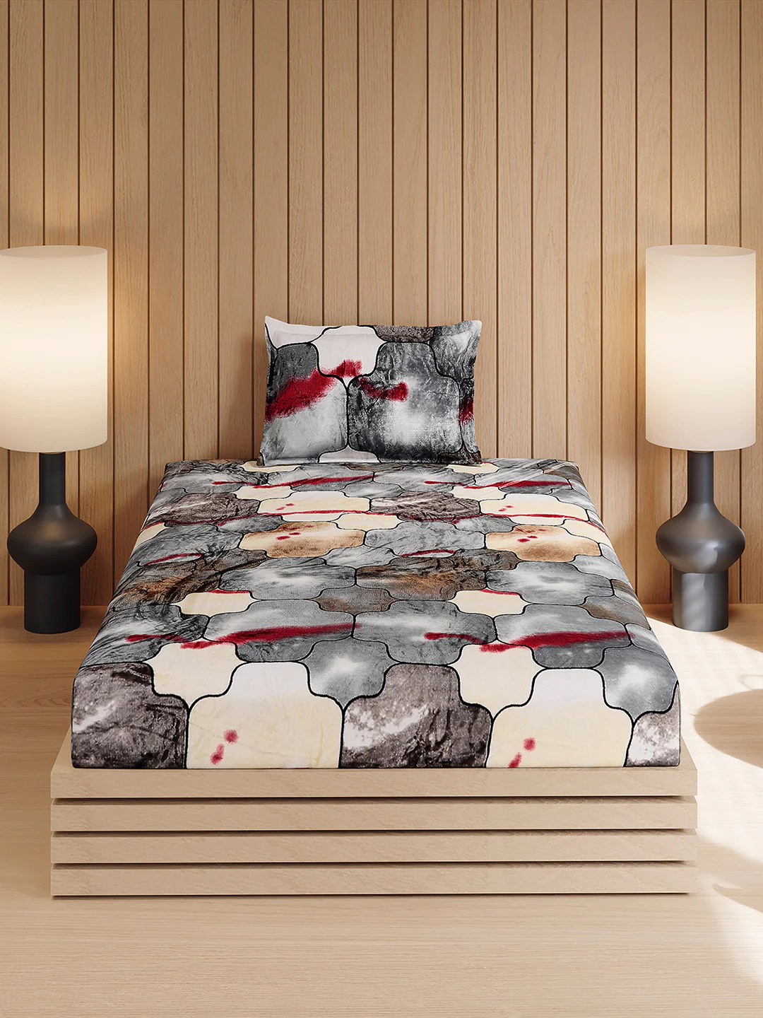 353 GSM 100% Polyester Single Bed 1 Bedsheet with 1 Pillow Cover (Ira) - Image 2