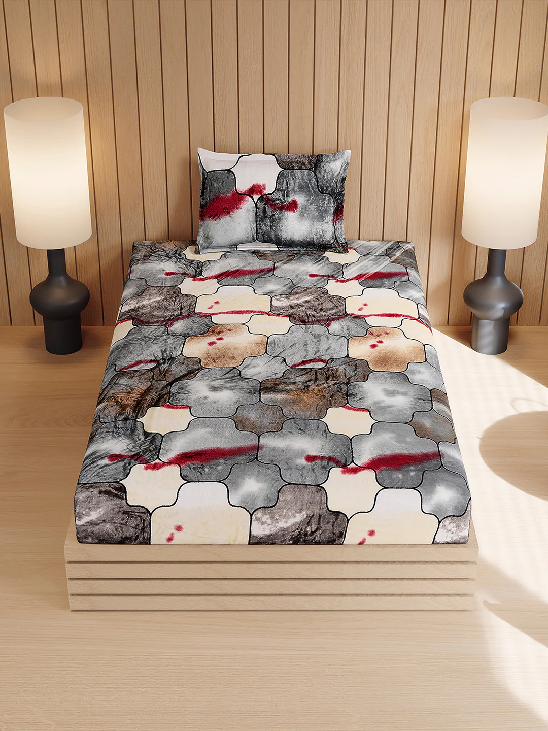 353 GSM 100% Polyester Single Bed 1 Bedsheet with 1 Pillow Cover (Ira) - Image 3