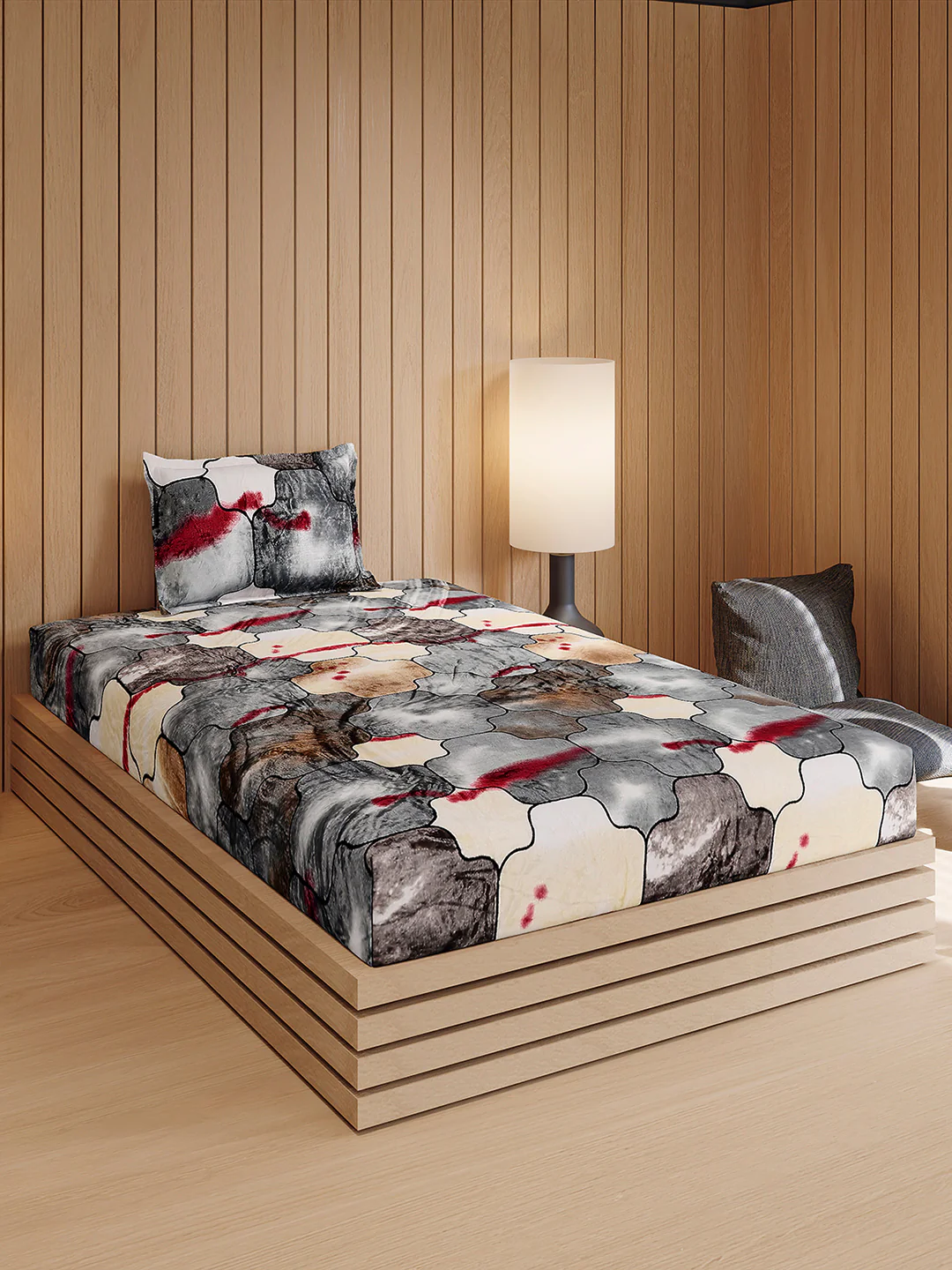 353 GSM 100% Polyester Single Bed 1 Bedsheet with 1 Pillow Cover (Ira) - Image 4