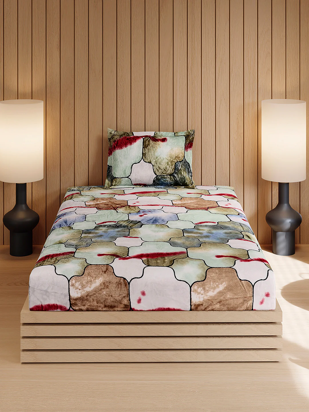353 GSM 100% Polyester Single Bed 1 Bedsheet with 1 Pillow Cover (Ira) - Image 2