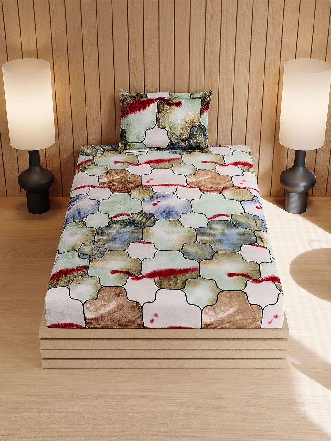 353 GSM 100% Polyester Single Bed 1 Bedsheet with 1 Pillow Cover (Ira) - Image 3