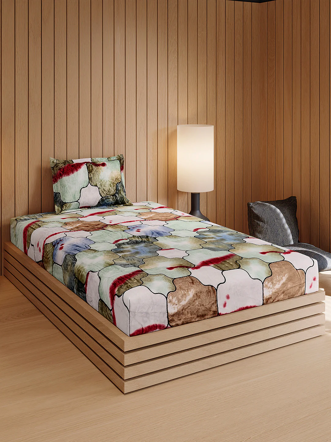 353 GSM 100% Polyester Single Bed 1 Bedsheet with 1 Pillow Cover (Ira) - Image 4