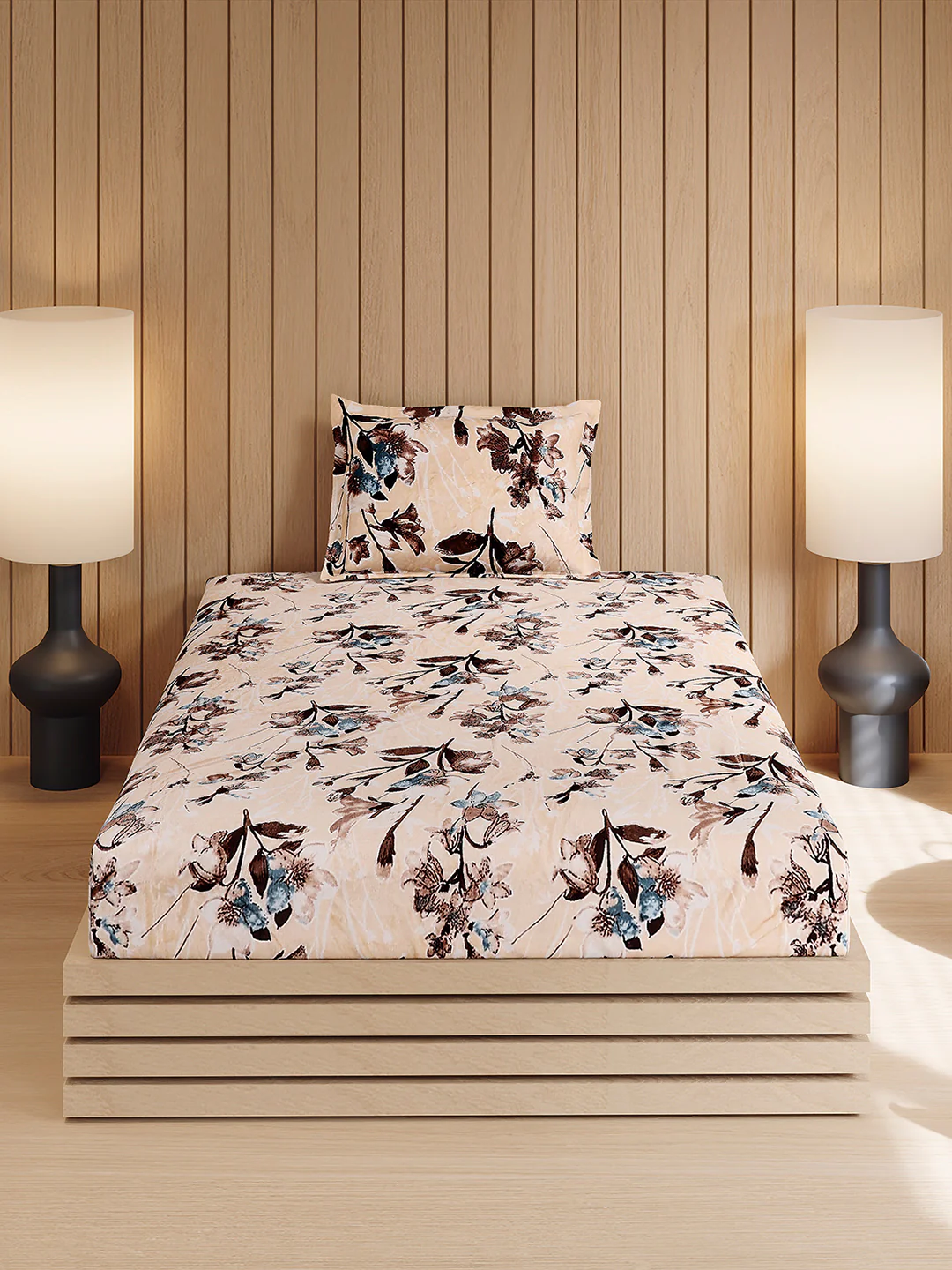 353 GSM 100% Polyester Single Bed 1 Bedsheet with 1 Pillow Cover (Ira) - Image 2