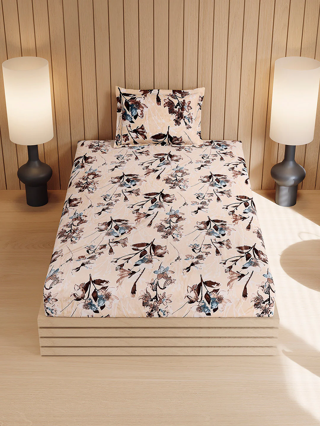 353 GSM 100% Polyester Single Bed 1 Bedsheet with 1 Pillow Cover (Ira) - Image 3