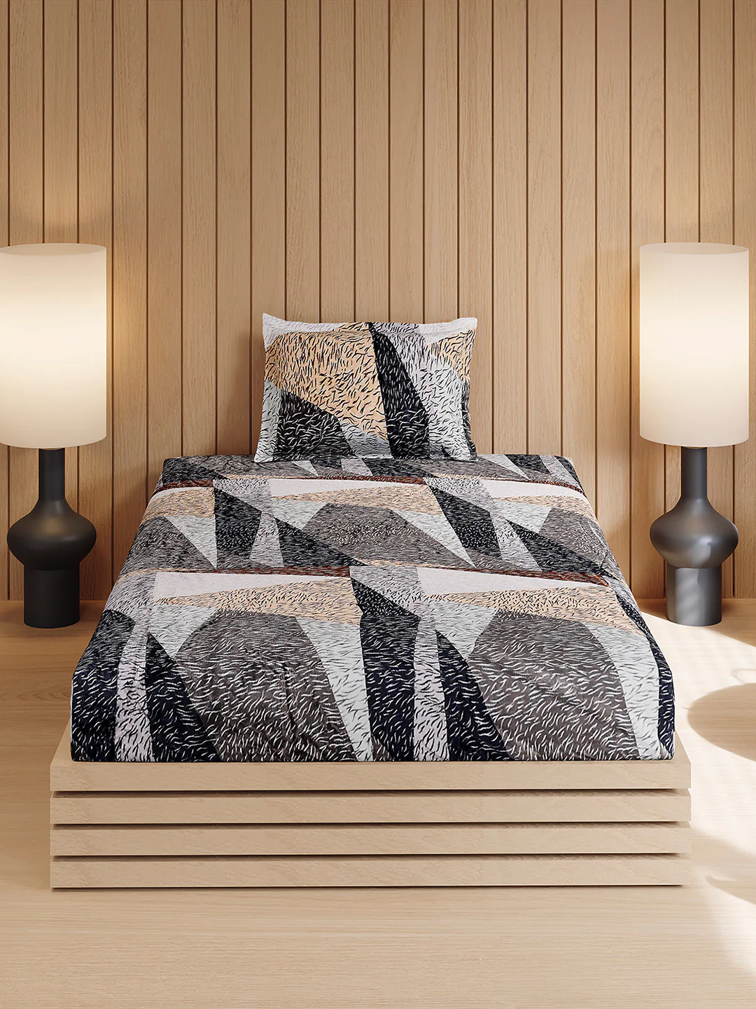 353 GSM 100% Polyester Single Bed 1 Bedsheet with 1 Pillow Cover (Ira) - Image 2