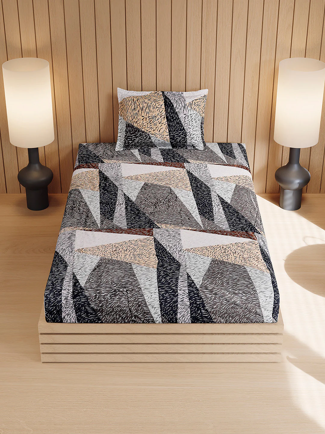 353 GSM 100% Polyester Single Bed 1 Bedsheet with 1 Pillow Cover (Ira) - Image 3