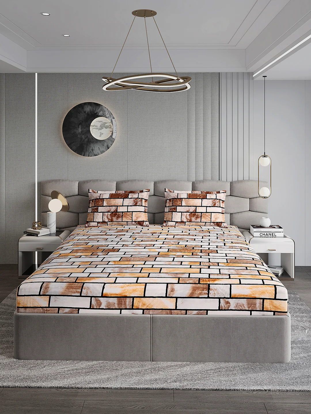 371 GSM Polyester King Bed 1 Bedsheet with 2 Pillow Cover (Rubina King) - Image 2