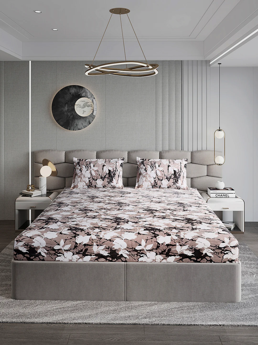371 GSM Polyester King Bed 1 Bedsheet with 2 Pillow Cover (Rubina King) - Image 2