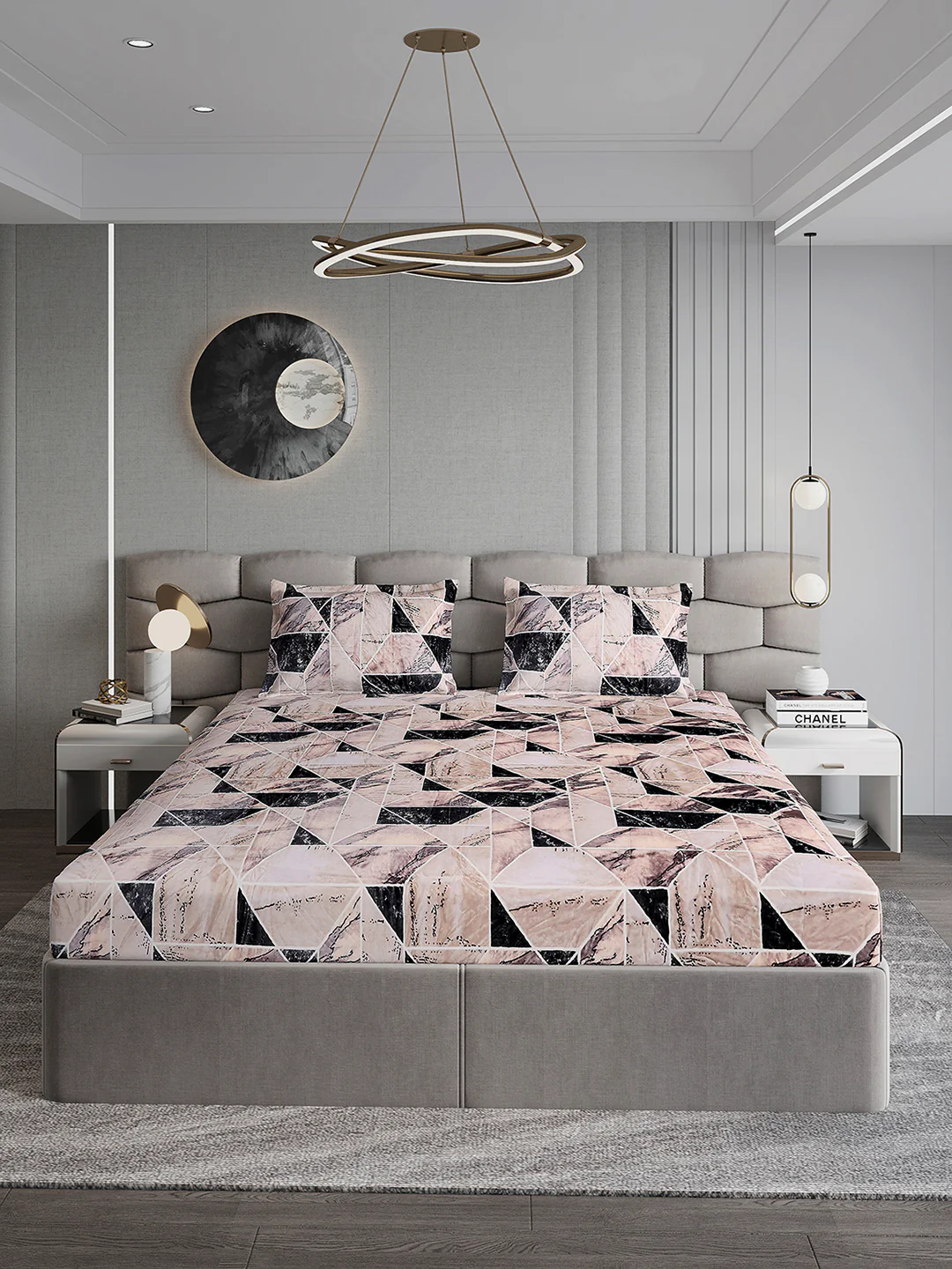 371 GSM Polyester King Bed 1 Bedsheet with 2 Pillow Cover (Rubina King) - Image 2
