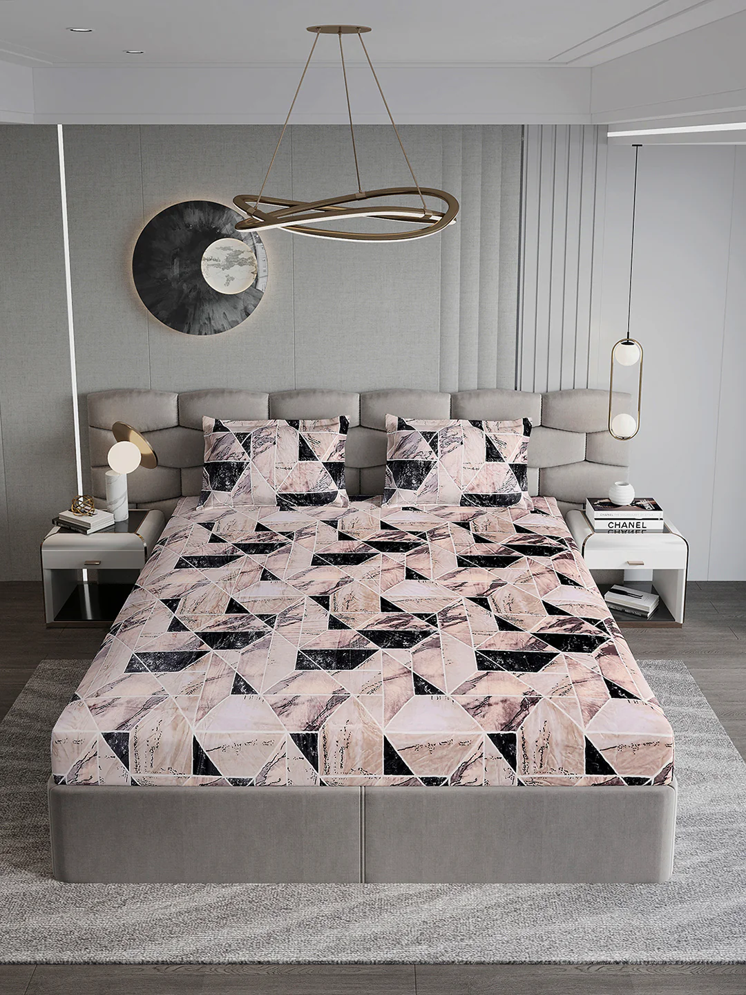 371 GSM Polyester King Bed 1 Bedsheet with 2 Pillow Cover (Rubina King) - Image 3