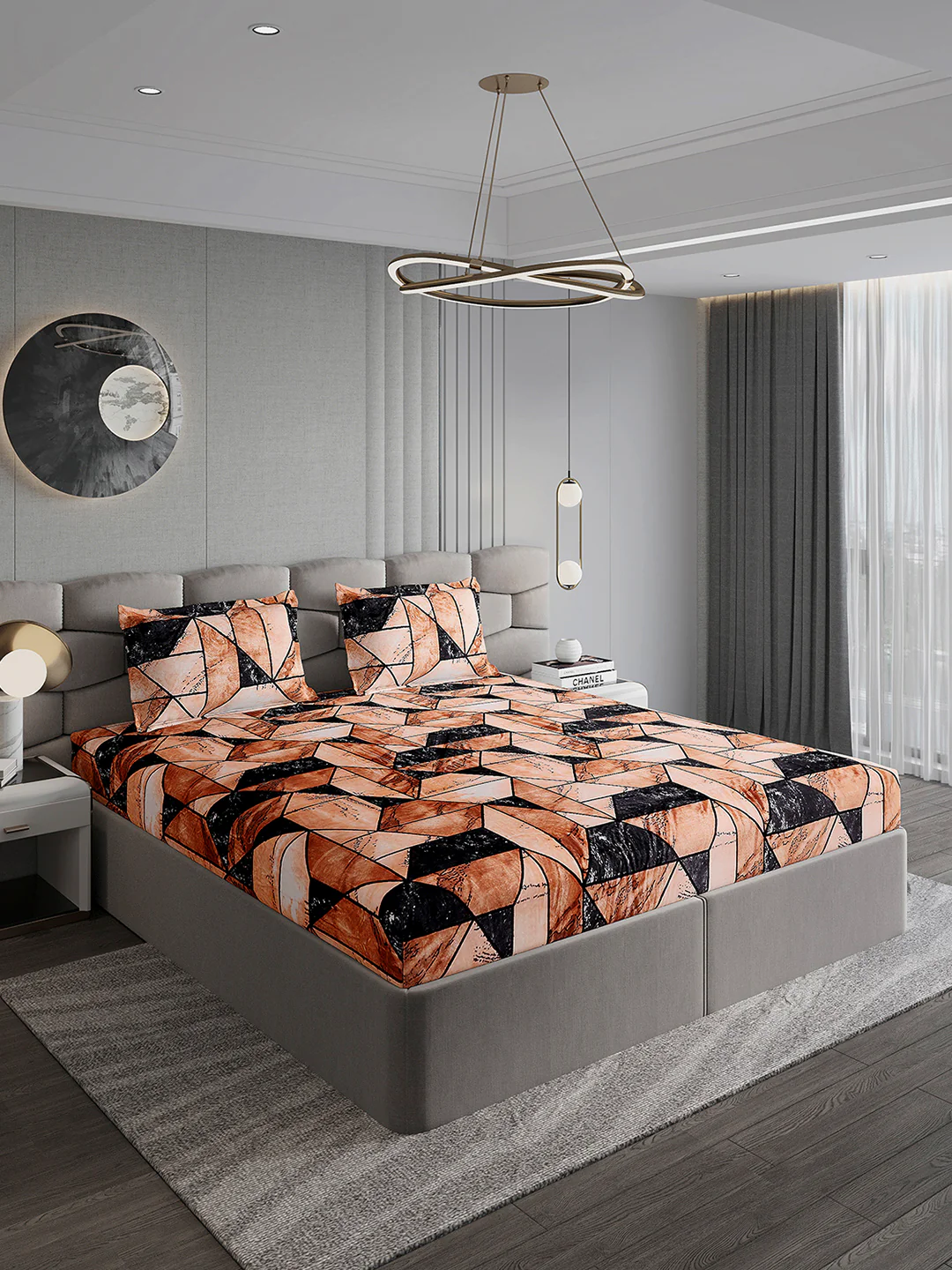 371 GSM 100% Polyester King Bed 1 Bedsheet with 2 Pillow Cover (Rubina King) - Image 4