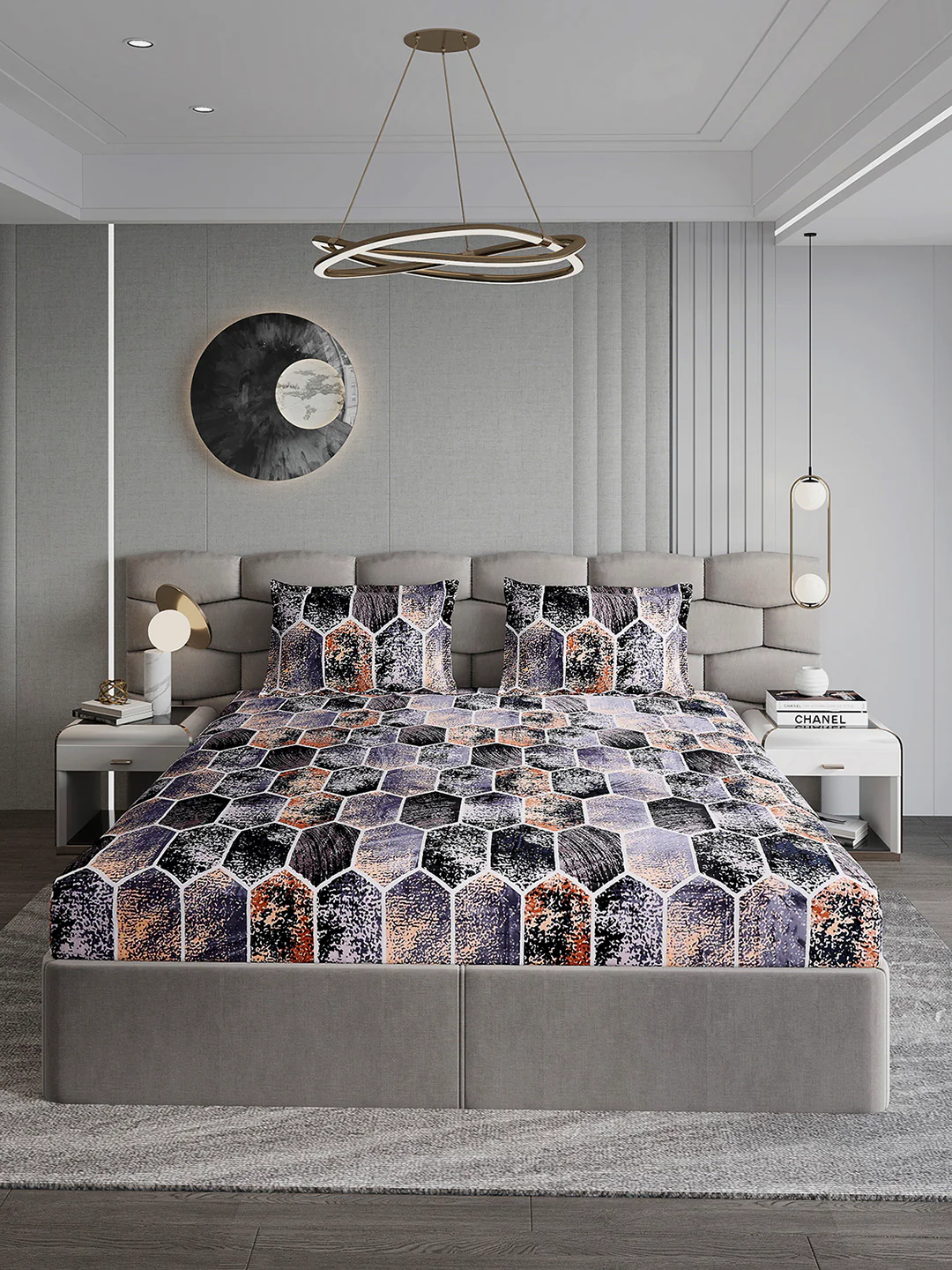 371 GSM 100% Polyester King Bed 1 Bedsheet with 2 Pillow Cover (Rubina King) - Image 2