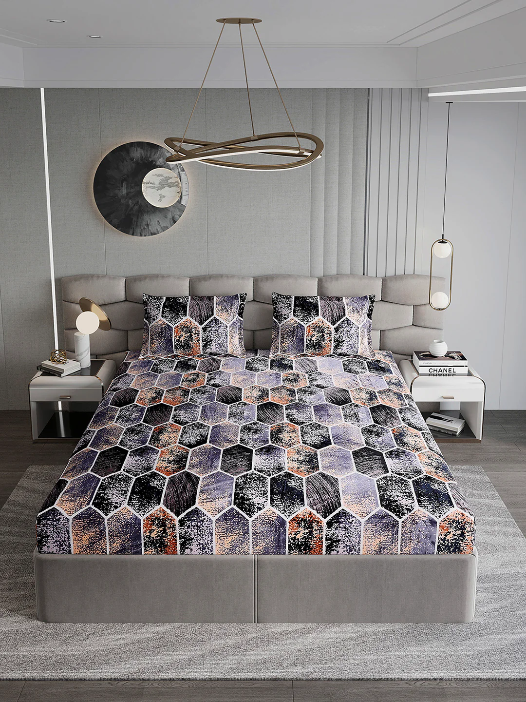 371 GSM 100% Polyester King Bed 1 Bedsheet with 2 Pillow Cover (Rubina King) - Image 3