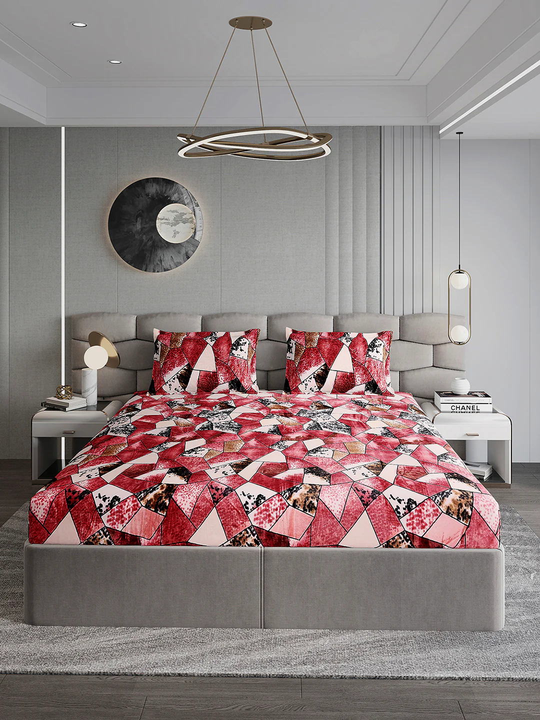 371 GSM 100% Polyester King Bed 1 Bedsheet with 2 Pillow Cover (Rubina King) - Image 2