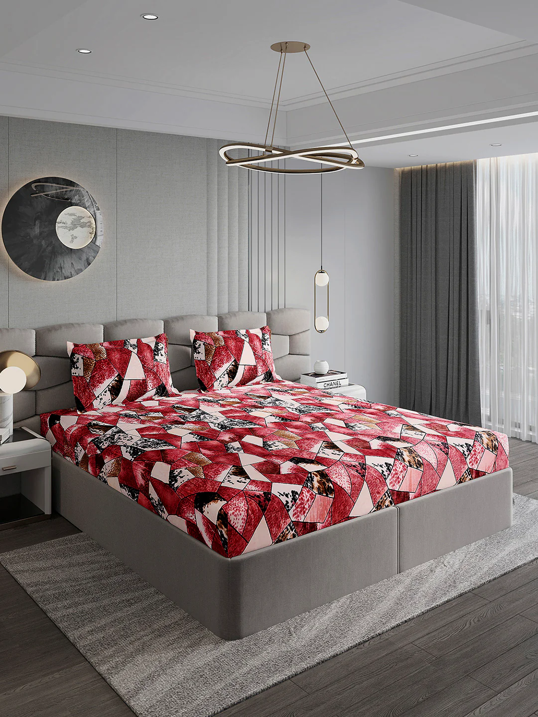 371 GSM 100% Polyester King Bed 1 Bedsheet with 2 Pillow Cover (Rubina King) - Image 4