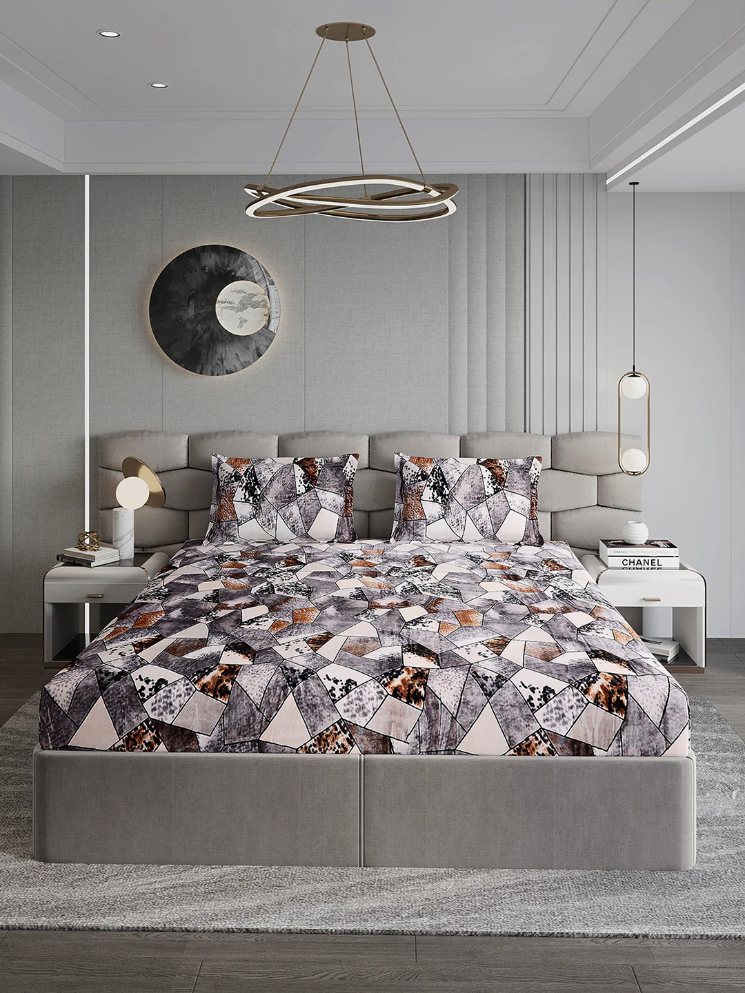 371 GSM 100% Polyester King Bed 1 Bedsheet with 2 Pillow Cover (Rubina King) - Image 2