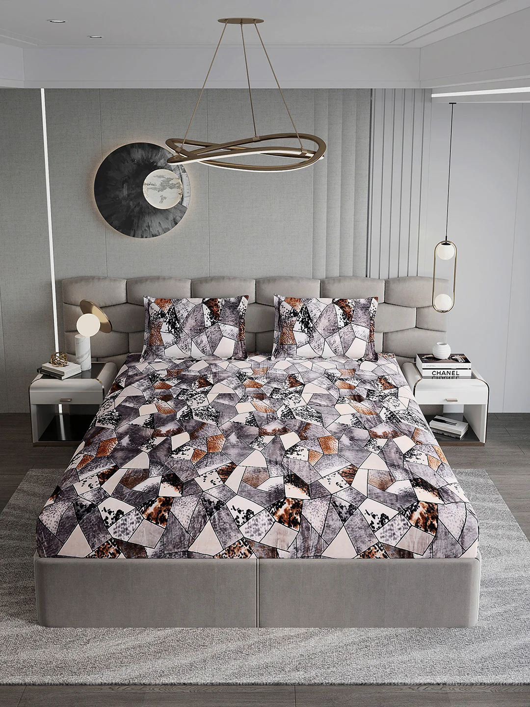 371 GSM 100% Polyester King Bed 1 Bedsheet with 2 Pillow Cover (Rubina King) - Image 3