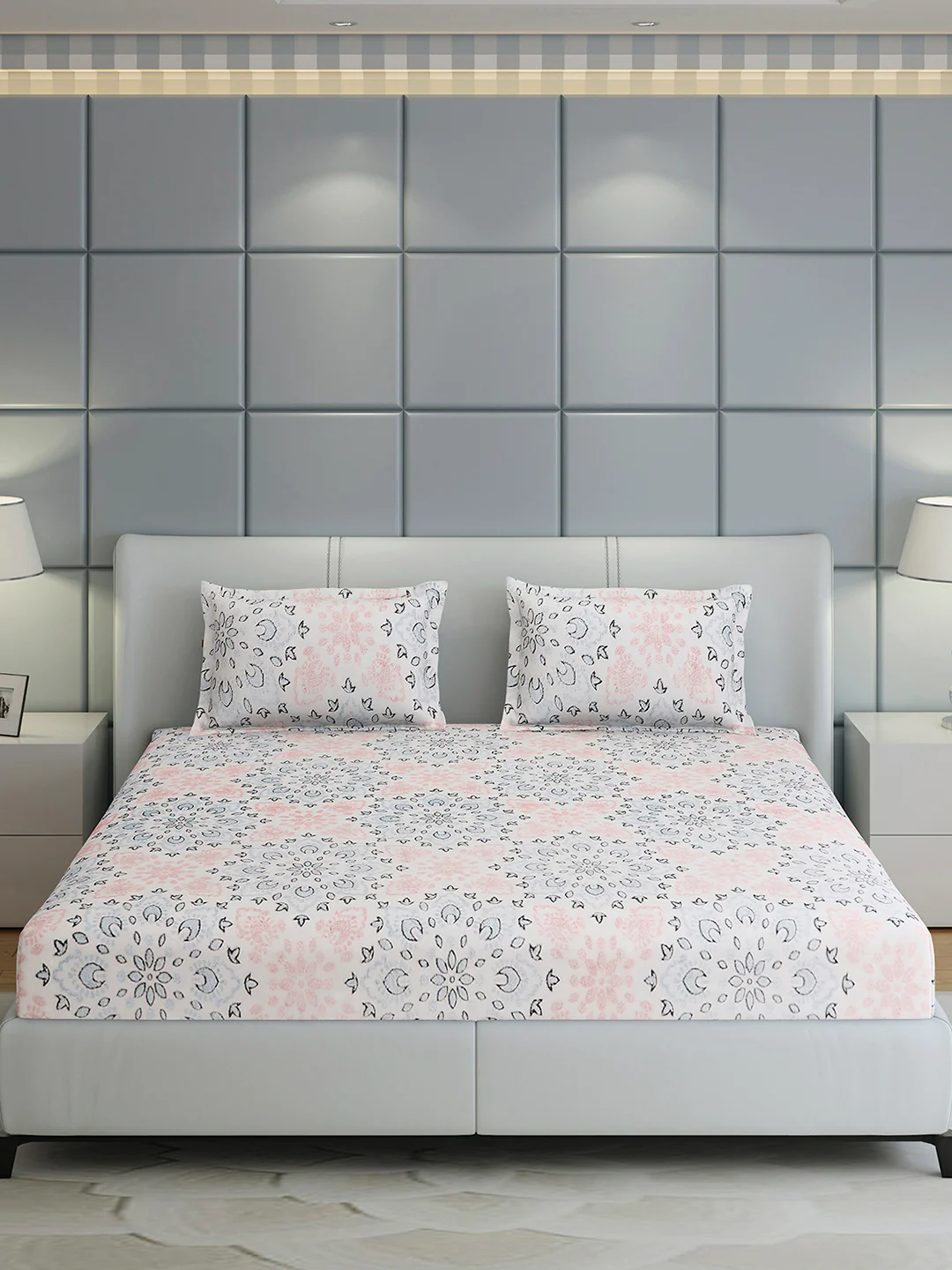 378 GSM 100% Polyester King Bed 1 Bedsheet with 2 Pillow Cover (Hill Top) - Image 2