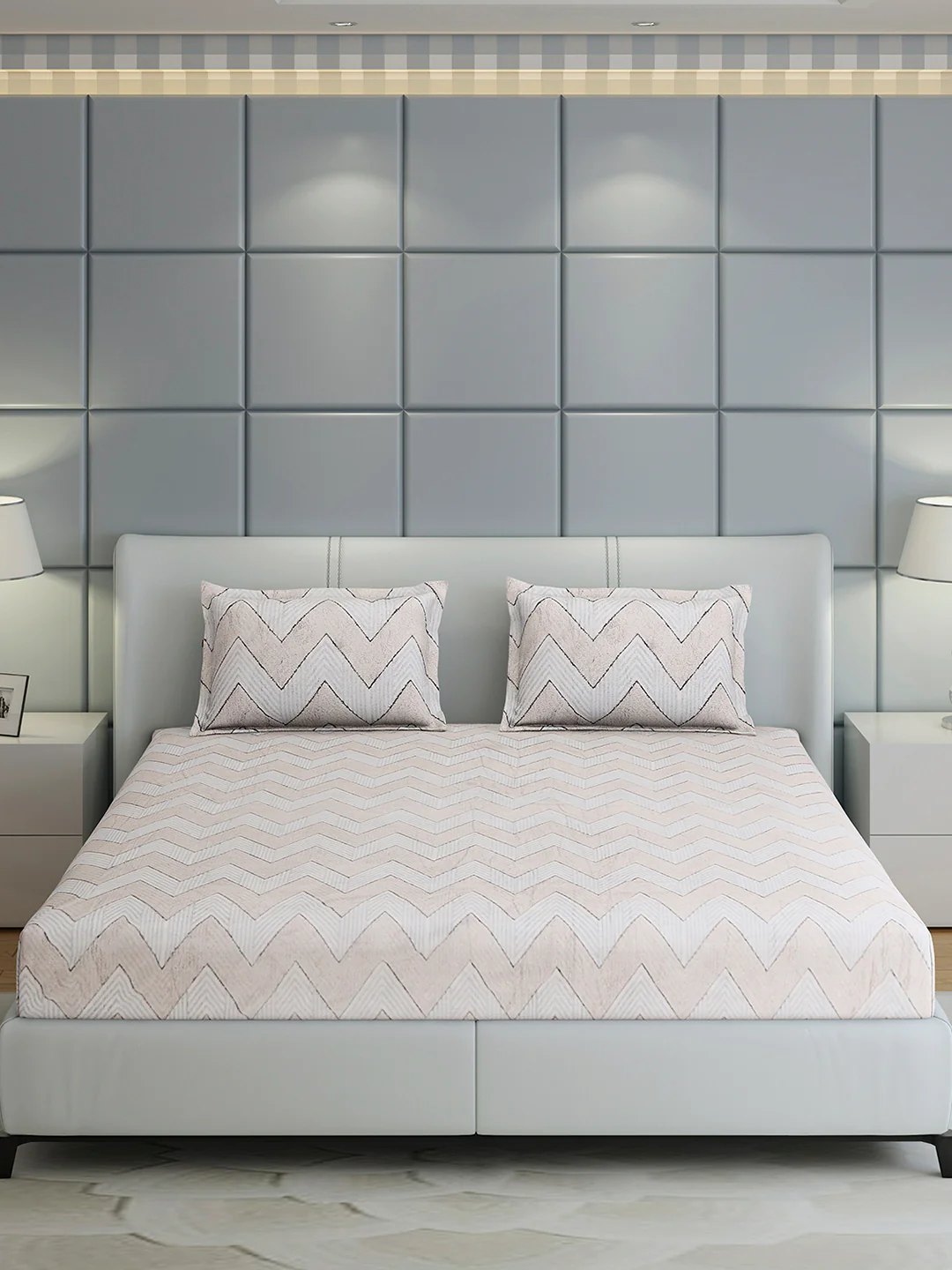 378 GSM 100% Polyester King Bed 1 Bedsheet with 2 Pillow Cover (Hill Top) - Image 2