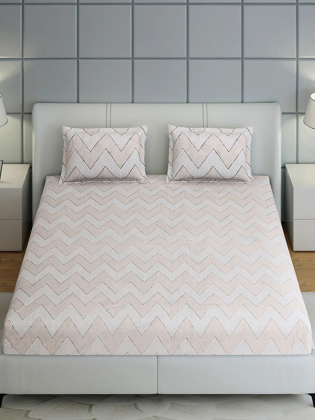 378 GSM 100% Polyester King Bed 1 Bedsheet with 2 Pillow Cover (Hill Top) - Image 3