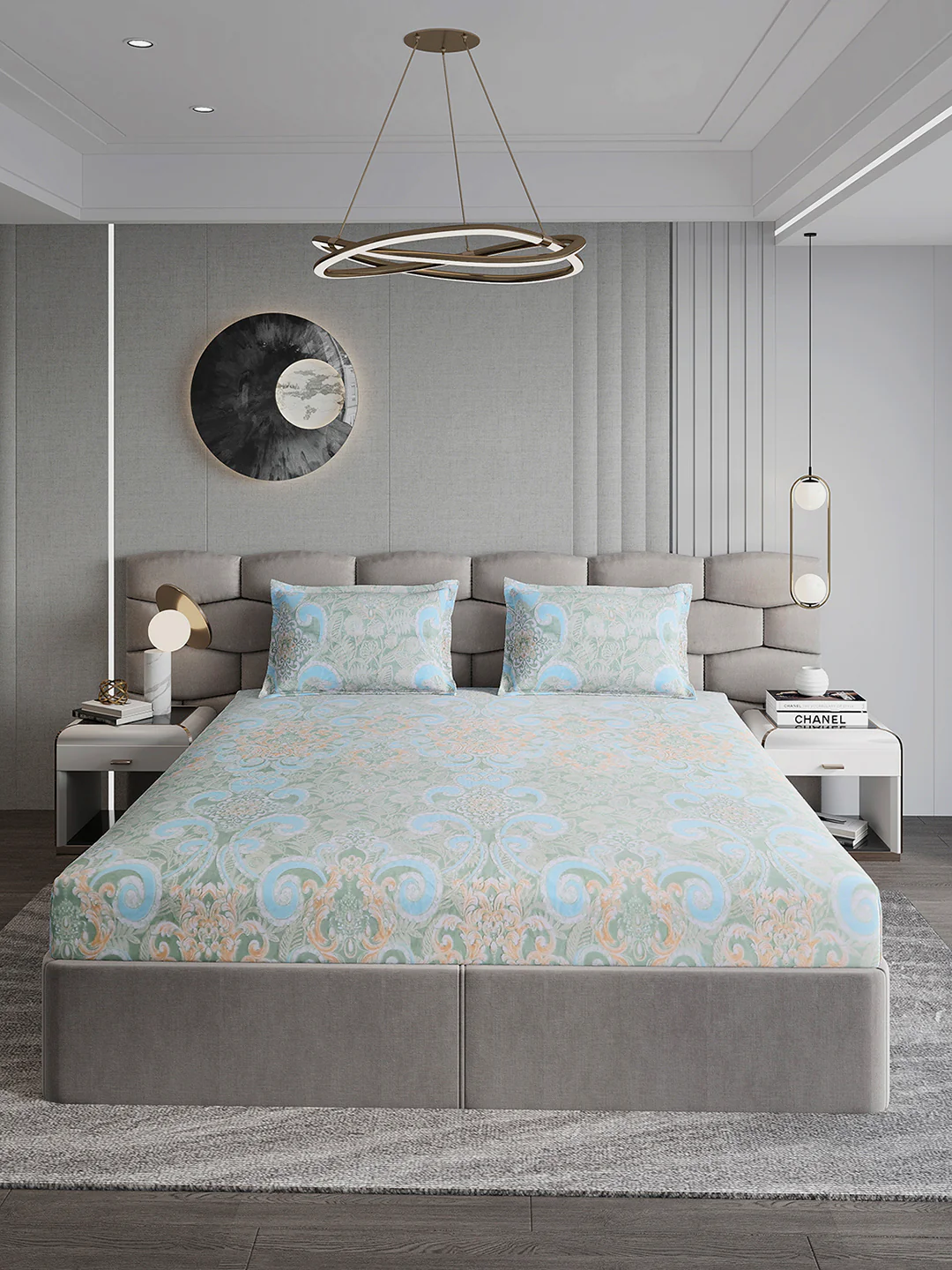 393 GSM Polyester King Bed 1 Bedsheet with 2 Pillow Cover (Golden Choice) - Image 2