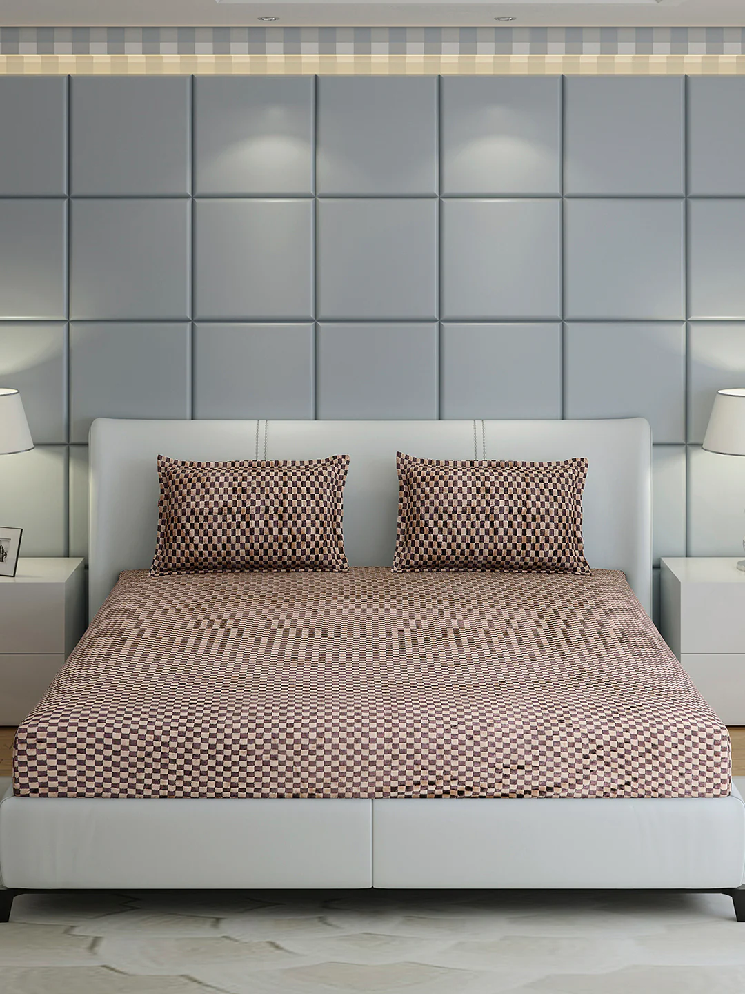 300 GSM 100% Polyester King Bed 1 Bedsheet with 2 Pillow Cover (Seven Seas) - Image 2