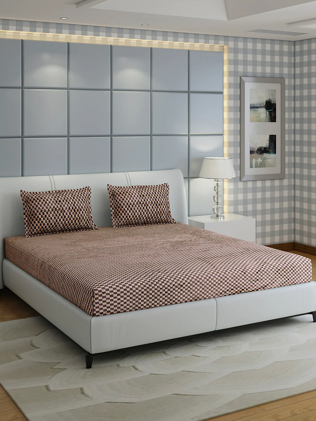 300 GSM 100% Polyester King Bed 1 Bedsheet with 2 Pillow Cover (Seven Seas) - Image 4