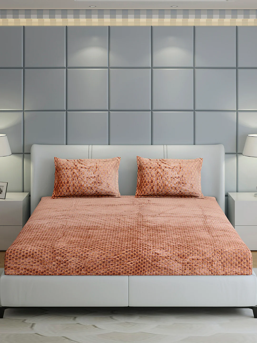 300 GSM 100% Polyester King Bed 1 Bedsheet with 2 Pillow Cover (Seven Seas) - Image 2