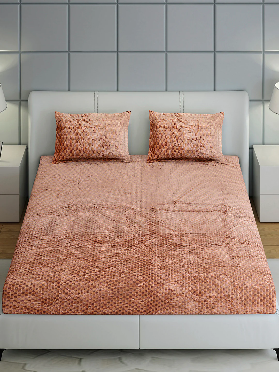 300 GSM 100% Polyester King Bed 1 Bedsheet with 2 Pillow Cover (Seven Seas) - Image 3