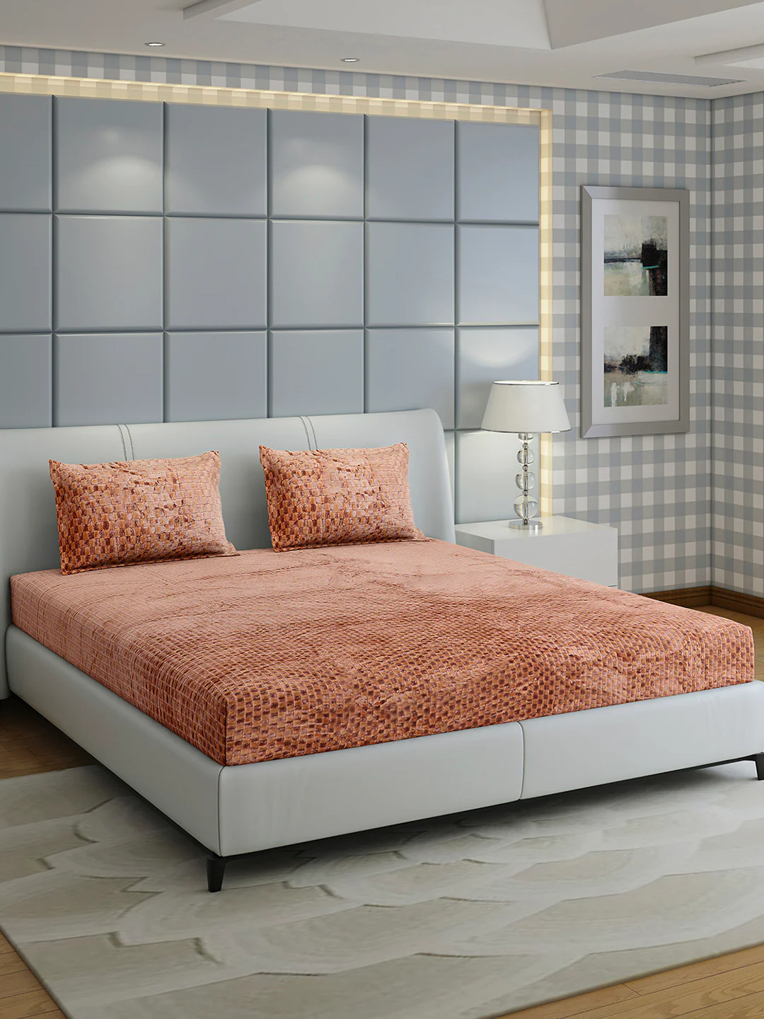 300 GSM 100% Polyester King Bed 1 Bedsheet with 2 Pillow Cover (Seven Seas) - Image 4
