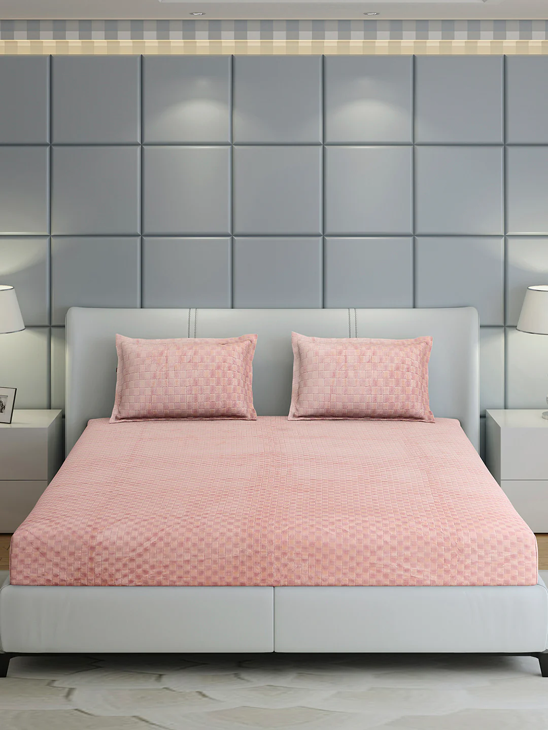 300 GSM 100% Polyester King Bed 1 Bedsheet with 2 Pillow Cover (Seven Seas) - Image 2