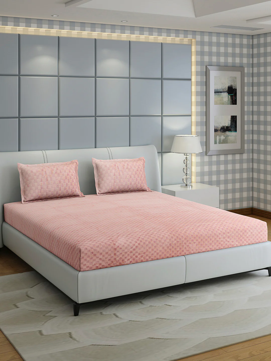 300 GSM 100% Polyester King Bed 1 Bedsheet with 2 Pillow Cover (Seven Seas) - Image 4