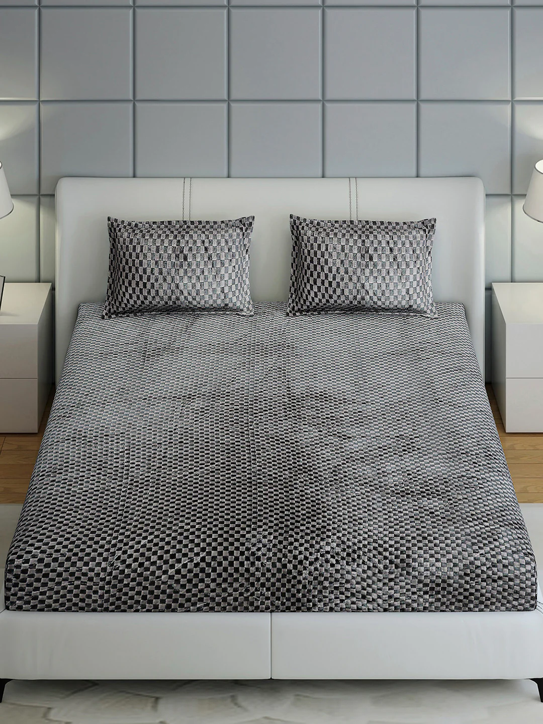 300 GSM 100% Polyester King Bed 1 Bedsheet with 2 Pillow Cover (Seven Seas) - Image 3