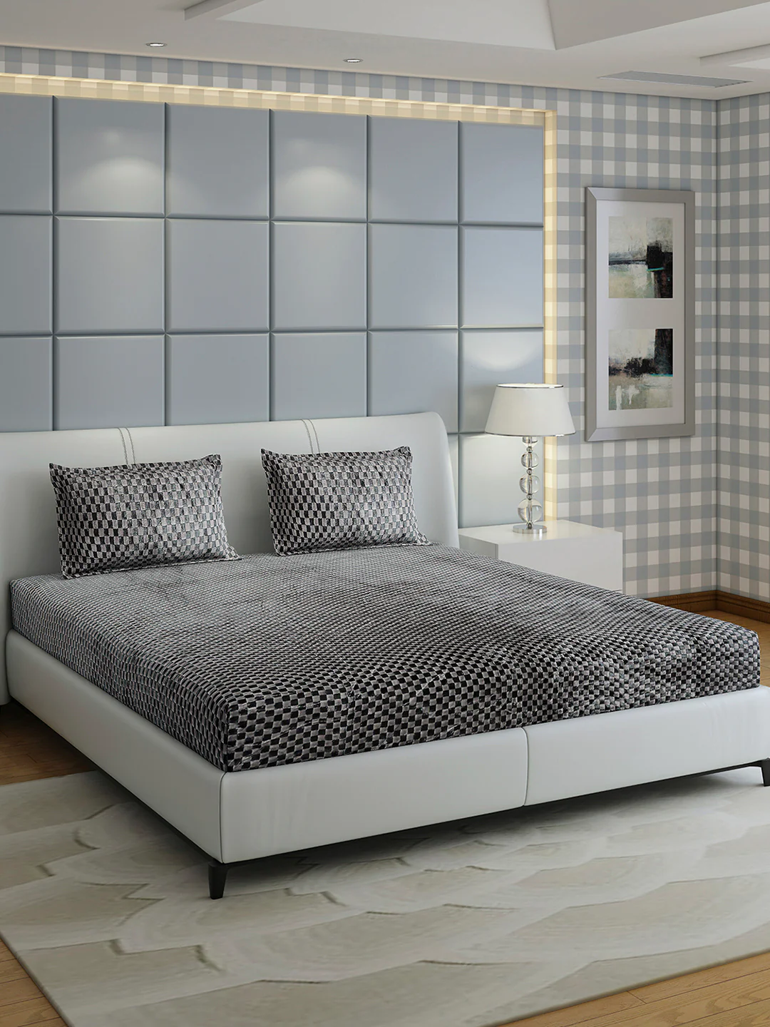 300 GSM 100% Polyester King Bed 1 Bedsheet with 2 Pillow Cover (Seven Seas) - Image 4
