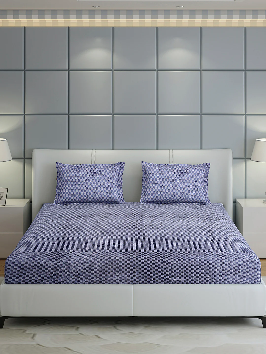 300 GSM 100% Polyester King Bed 1 Bedsheet with 2 Pillow Cover (Seven Seas) - Image 2