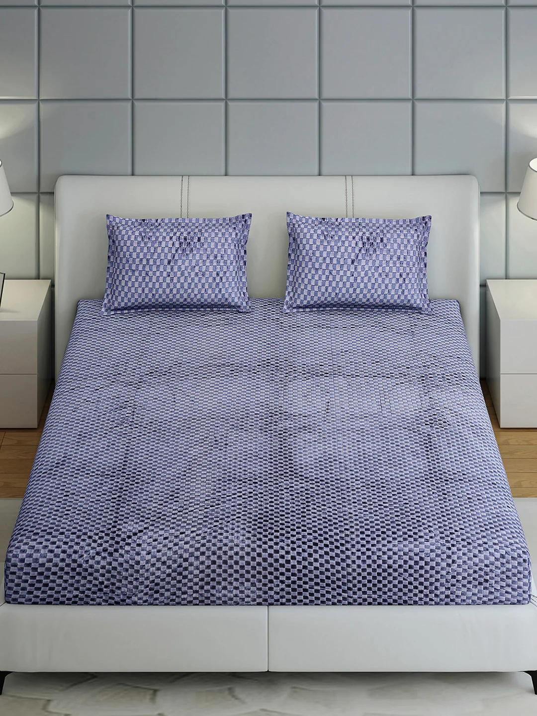 300 GSM 100% Polyester King Bed 1 Bedsheet with 2 Pillow Cover (Seven Seas) - Image 3