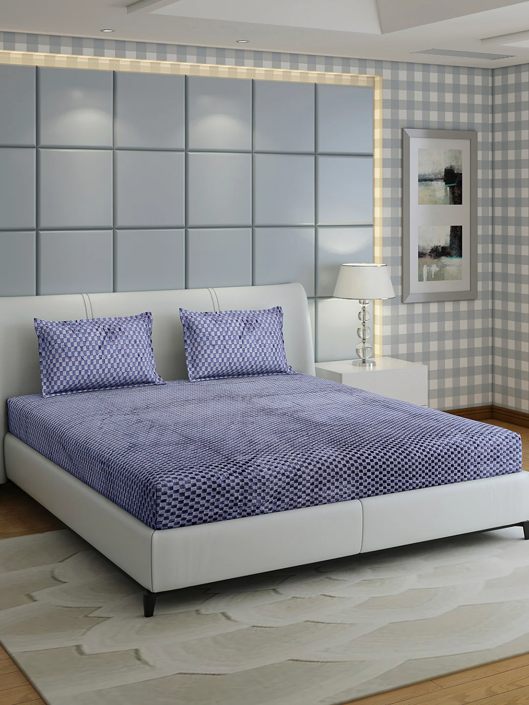 300 GSM 100% Polyester King Bed 1 Bedsheet with 2 Pillow Cover (Seven Seas) - Image 4