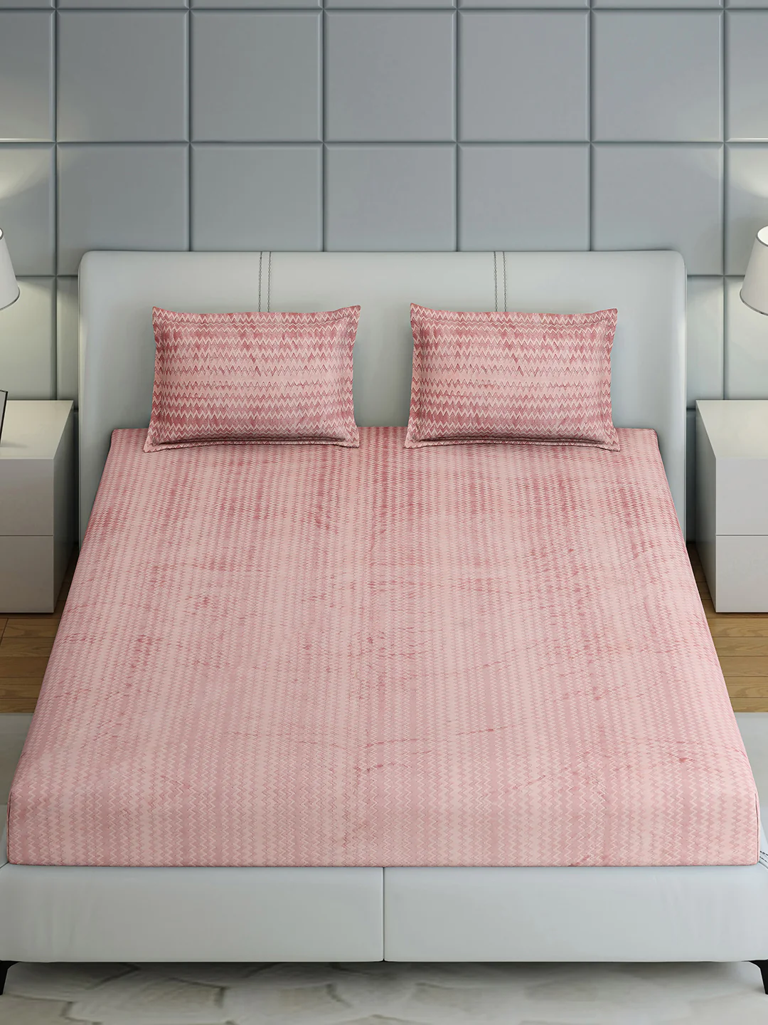 393 GSM 100% Polyester King Bed 1 Bedsheet with 2 Pillow Cover (Spherix) - Image 3
