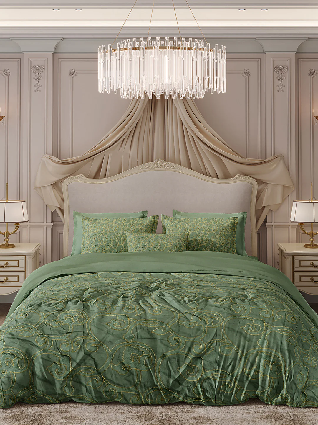400 TC Cotton King Size Luxury 10 Pc Bedding Set (Matrix) - Image 3