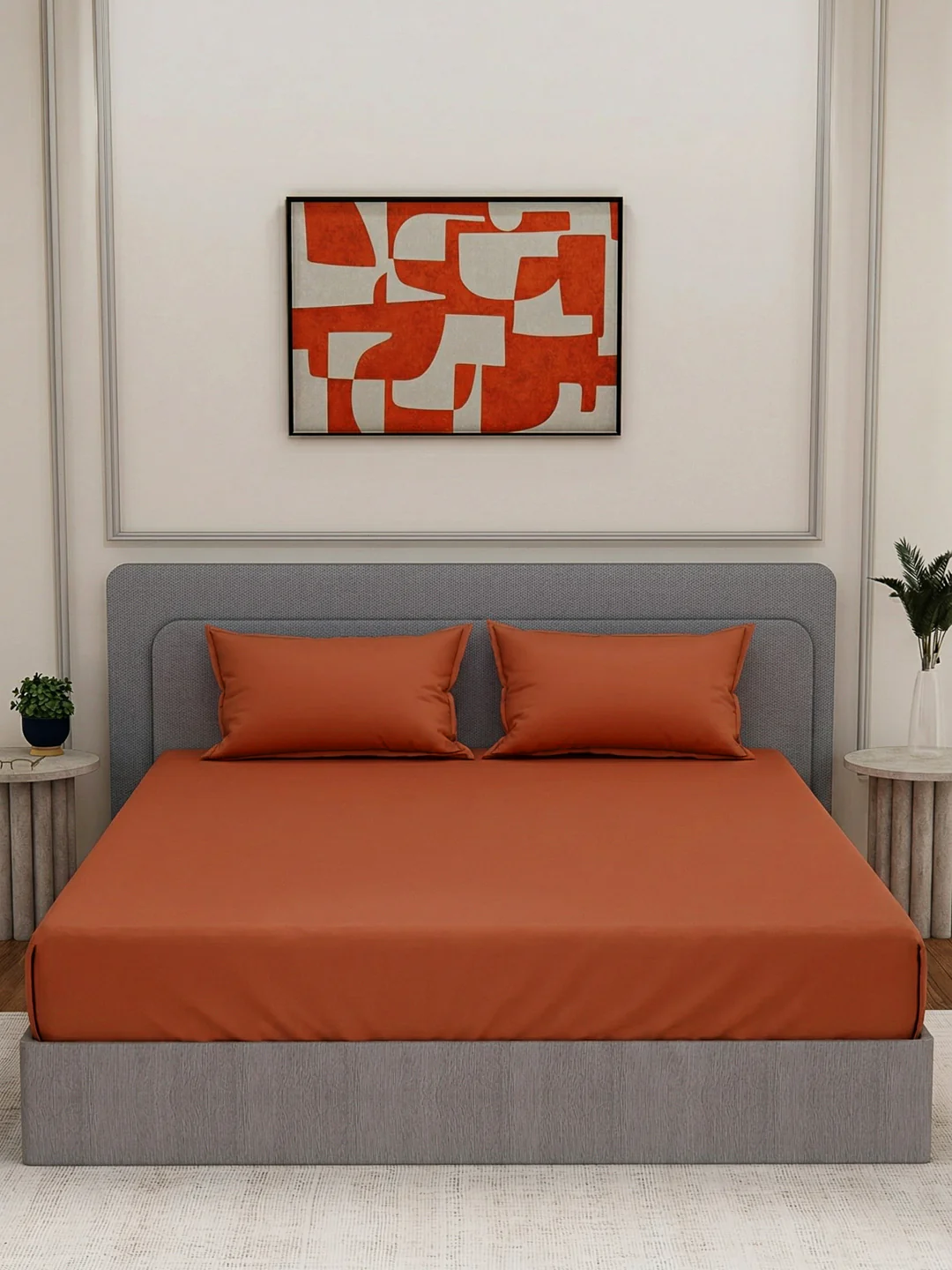 Luxury 400 TC Pure Cotton King Size Bedsheet with 2 Pillow Covers Lace Magic Collection - Image 5