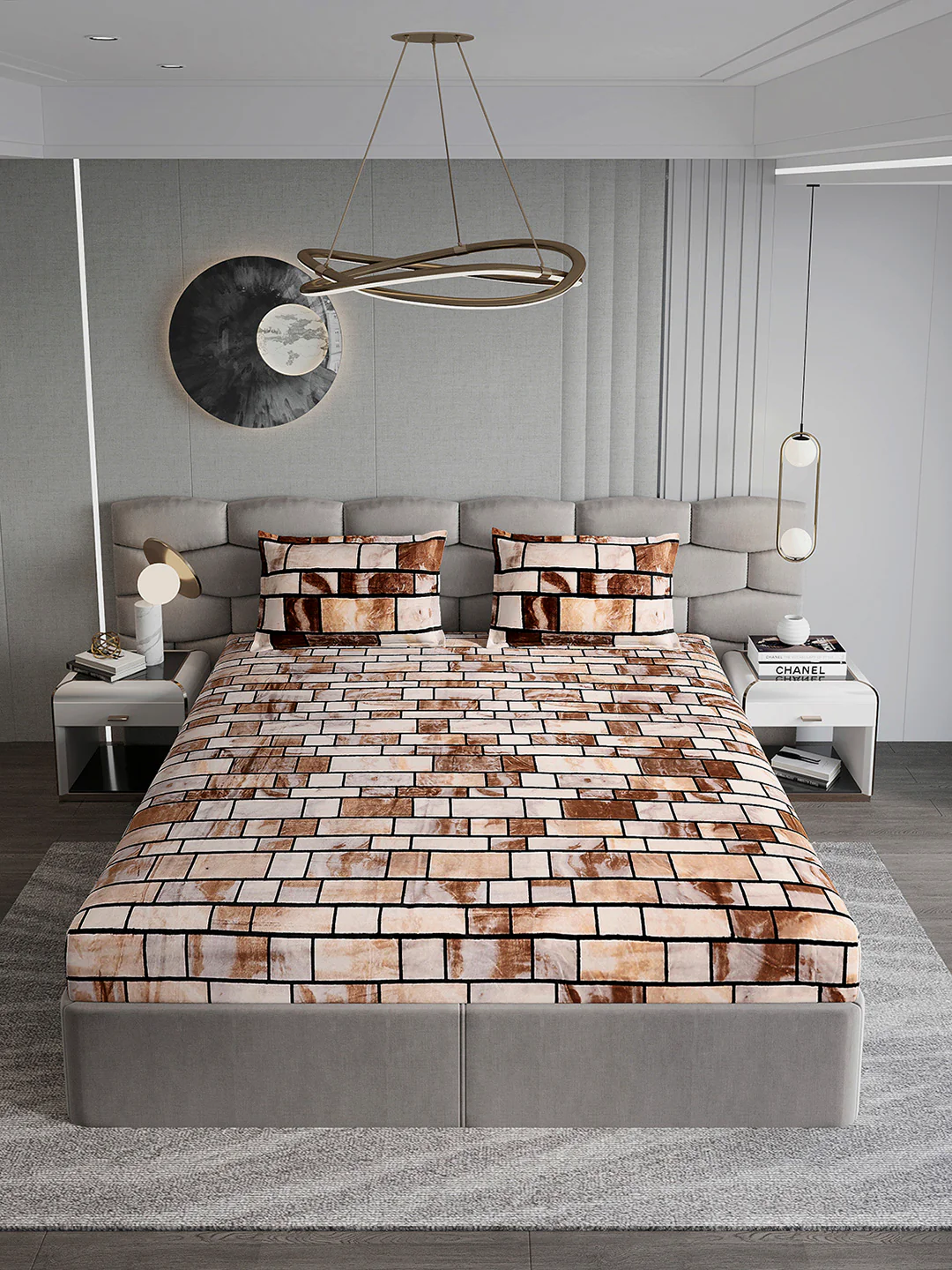 404 GSM 100% Polyester Double Bed 1 Bedsheet with 2 Pillow Cover (Ruby Gold) - Image 3