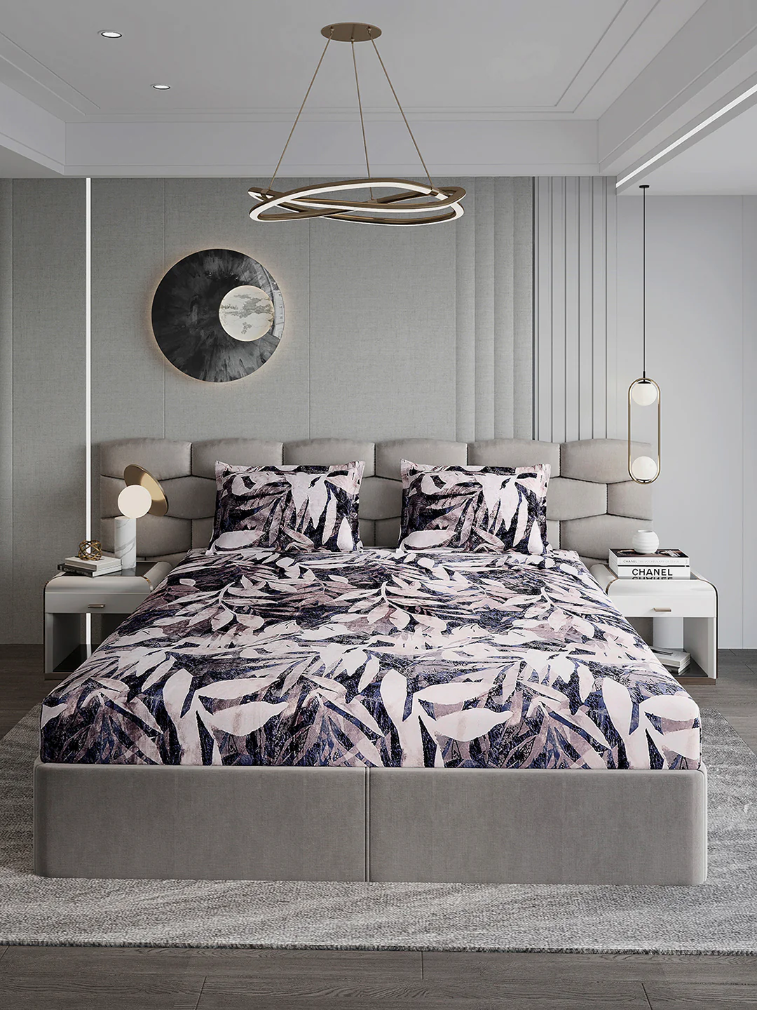 404 GSM 100% Polyester Double Bed 1 Bedsheet with 2 Pillow Cover (Ruby Gold) - Image 2