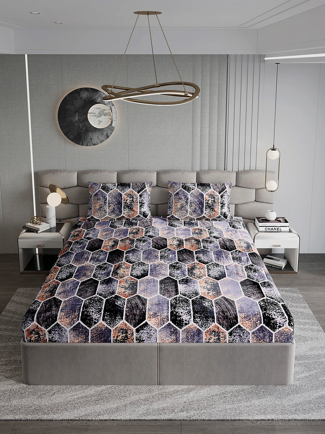 404 GSM 100% Polyester Double Bed 1 Bedsheet with 2 Pillow Cover (Ruby Gold) - Image 3