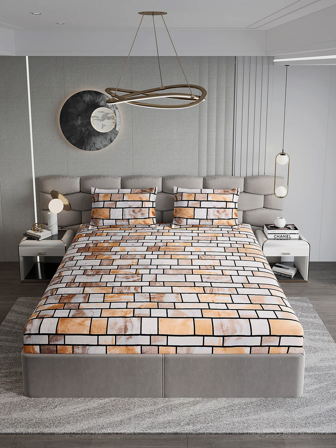 404 GSM 100% Polyester Double Bed 1 Bedsheet with 2 Pillow Cover (Ruby Gold) - Image 3