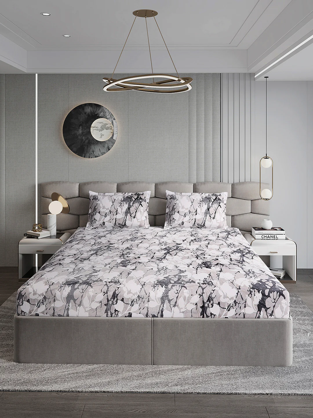 404 GSM 100% Polyester Double Bed 1 Bedsheet with 2 Pillow Cover (Ruby Gold) - Image 2