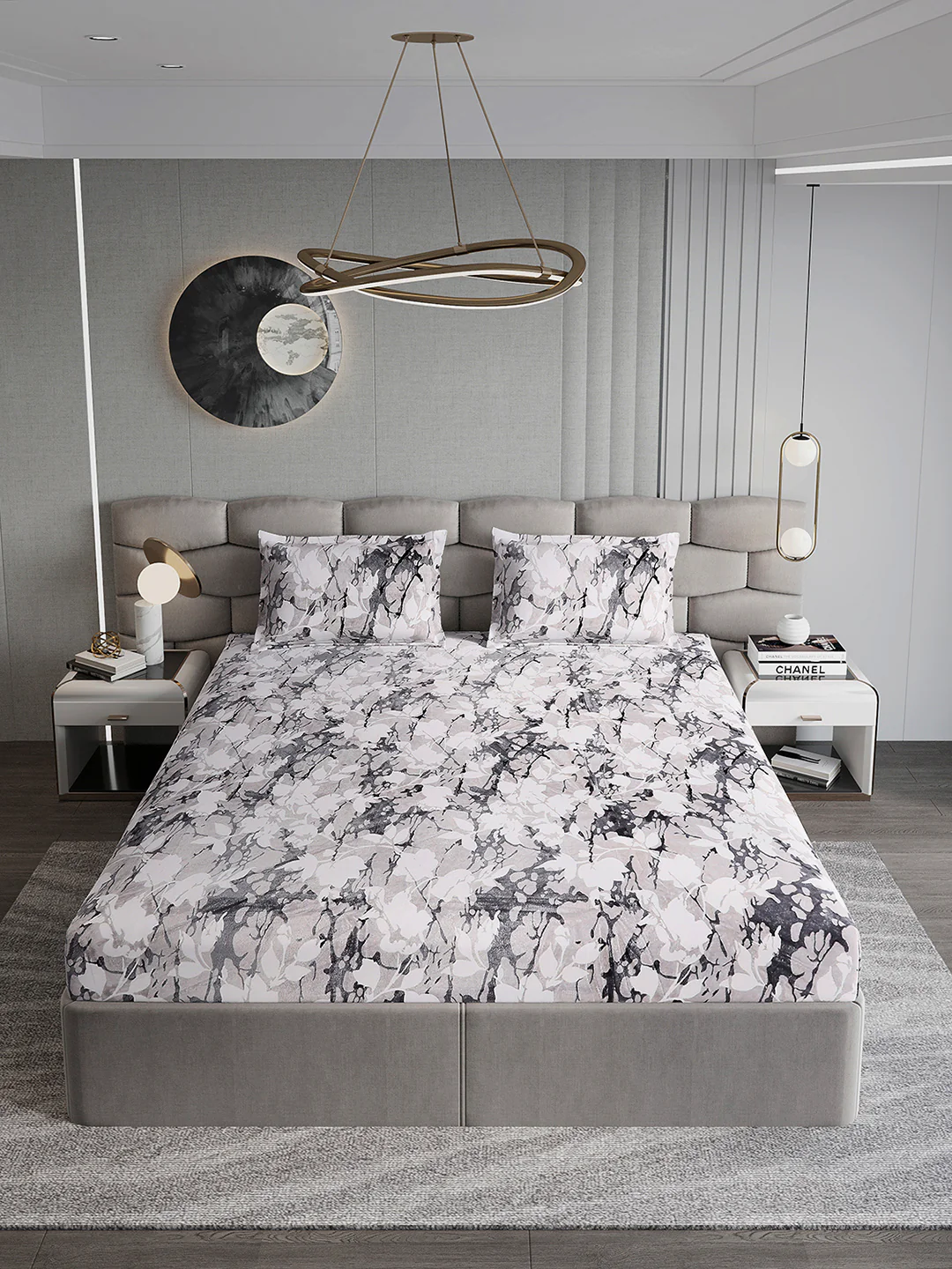 404 GSM 100% Polyester Double Bed 1 Bedsheet with 2 Pillow Cover (Ruby Gold) - Image 3