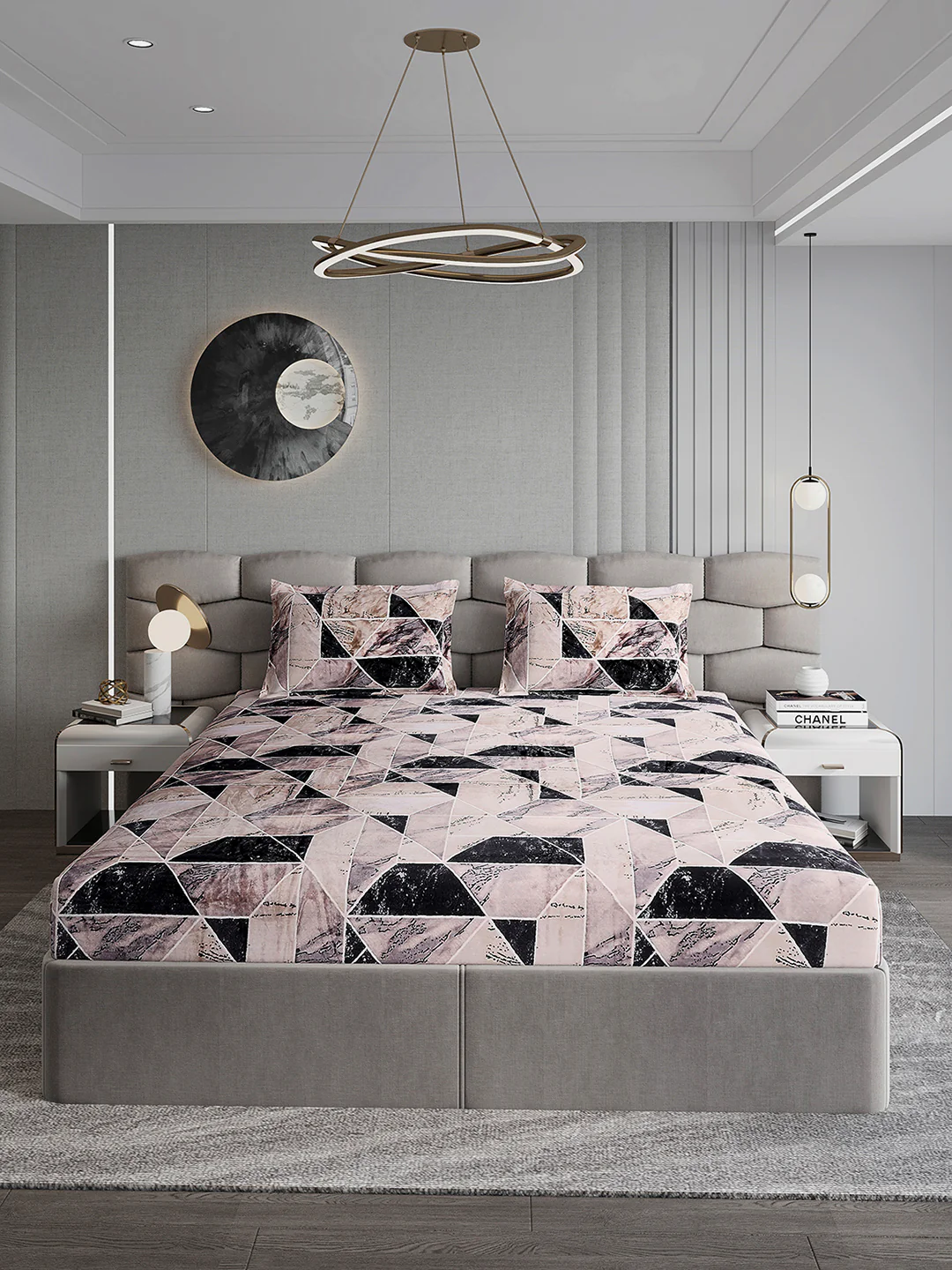 404 GSM 100% Polyester Double Bed 1 Bedsheet with 2 Pillow Cover (Ruby Gold) - Image 2